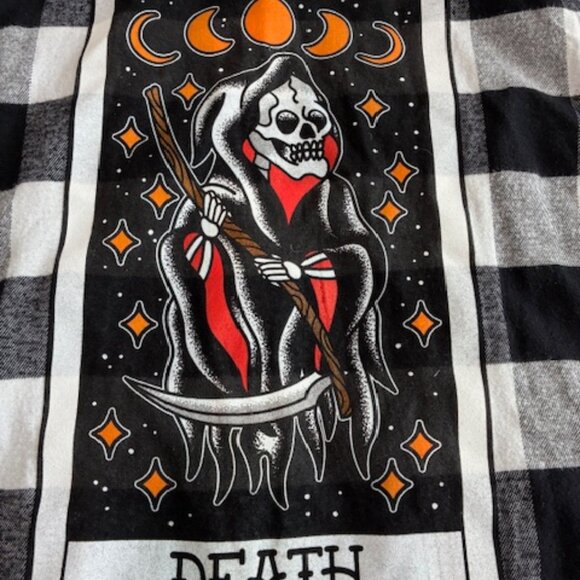 The Pretty Cult American Traditional Death Tarot Flannel Shirt Large BeetleJuice - Picture 6 of 6